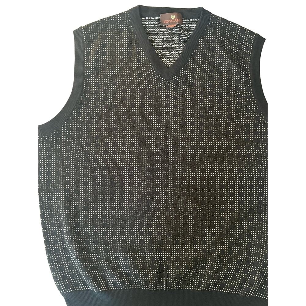 Toscano men’s sweater vest wool blend large black/white